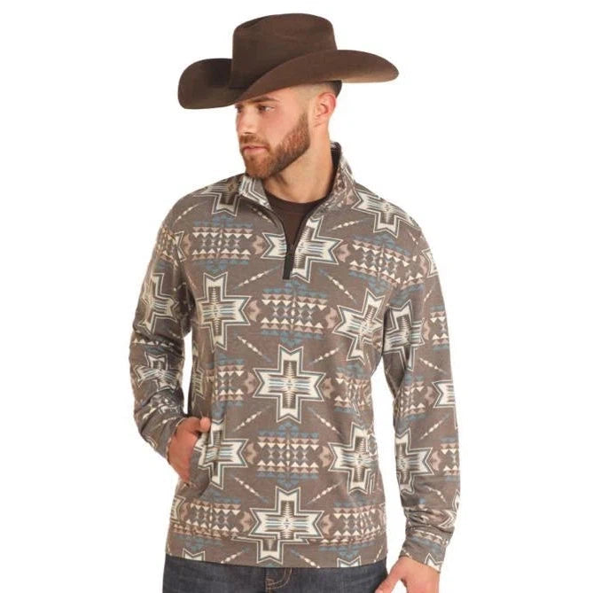 Rock & Roll Men's Aztec Performance Pullover - Dark Brown