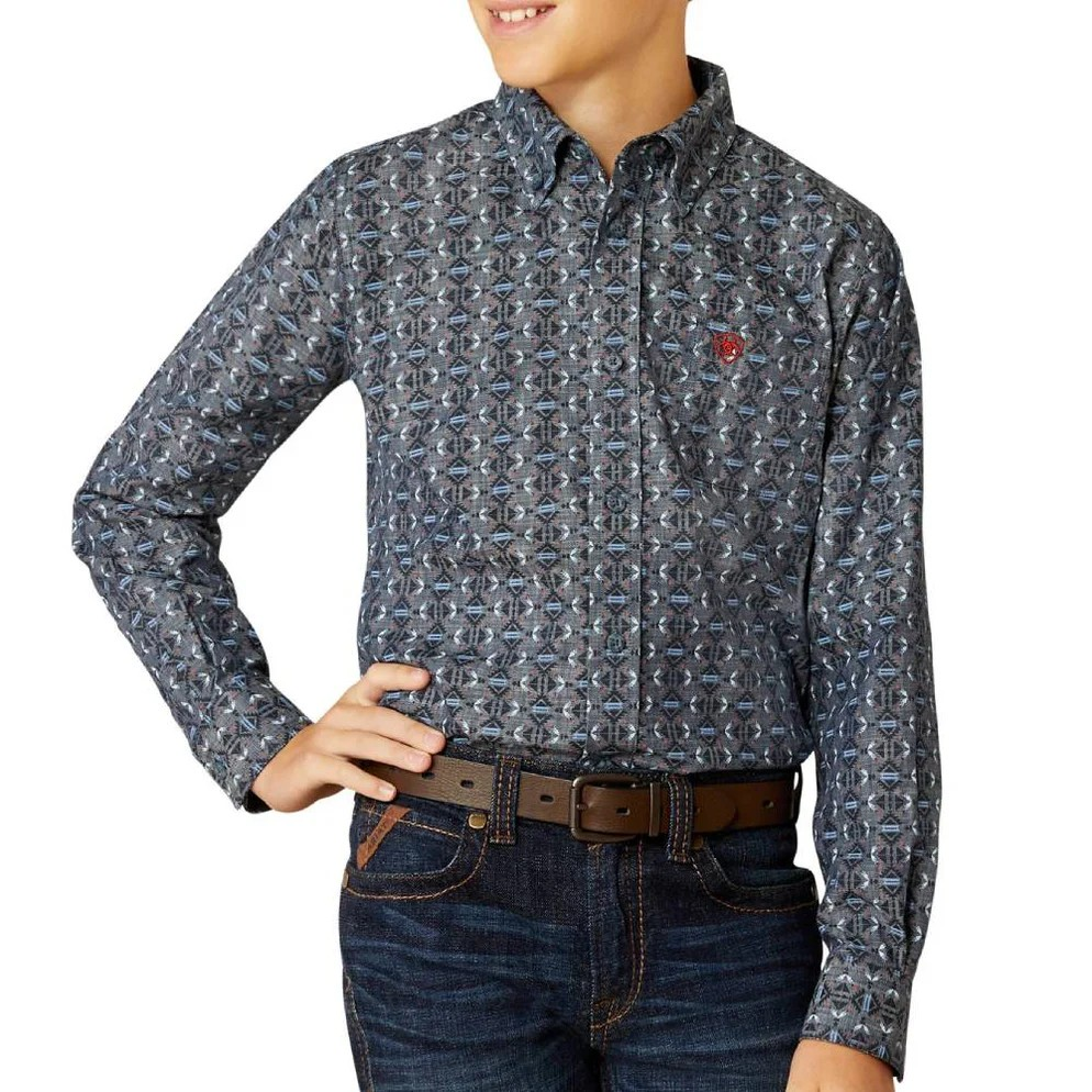 Ariat Boy's Rochard Classic Fit Shirt - Chambray Blue