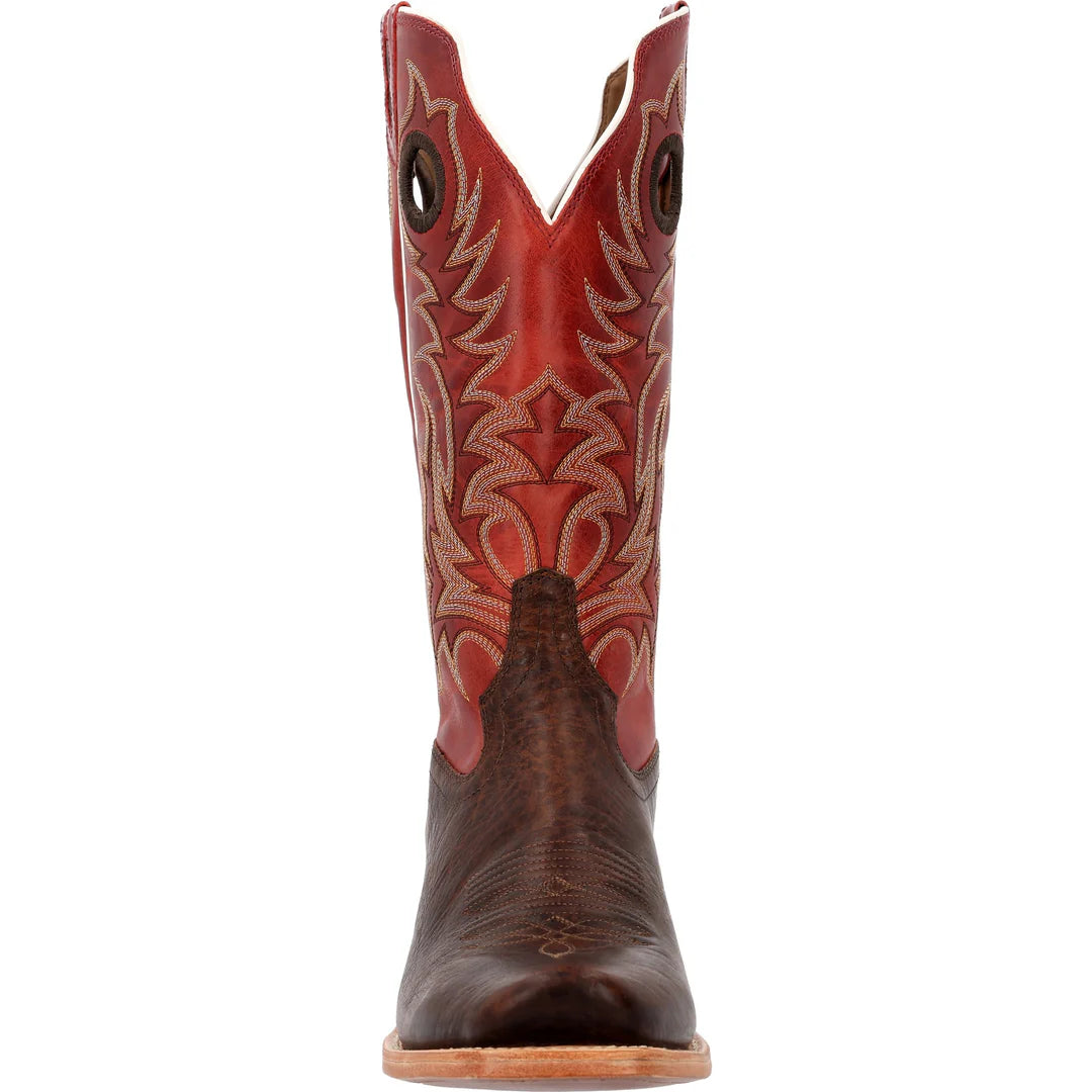 Durango Men's Arena Elite 13" cutter Toe Western Boots - Aztec Brown/Jasper Red