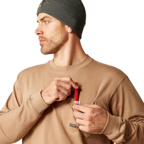Ariat Men's Rebar Cotton Strong WHLF Long Sleeve Shirt - Rebar Khaki