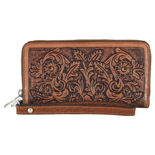 Tony Lama Ladies Wallet Tooled with Floral Scroll