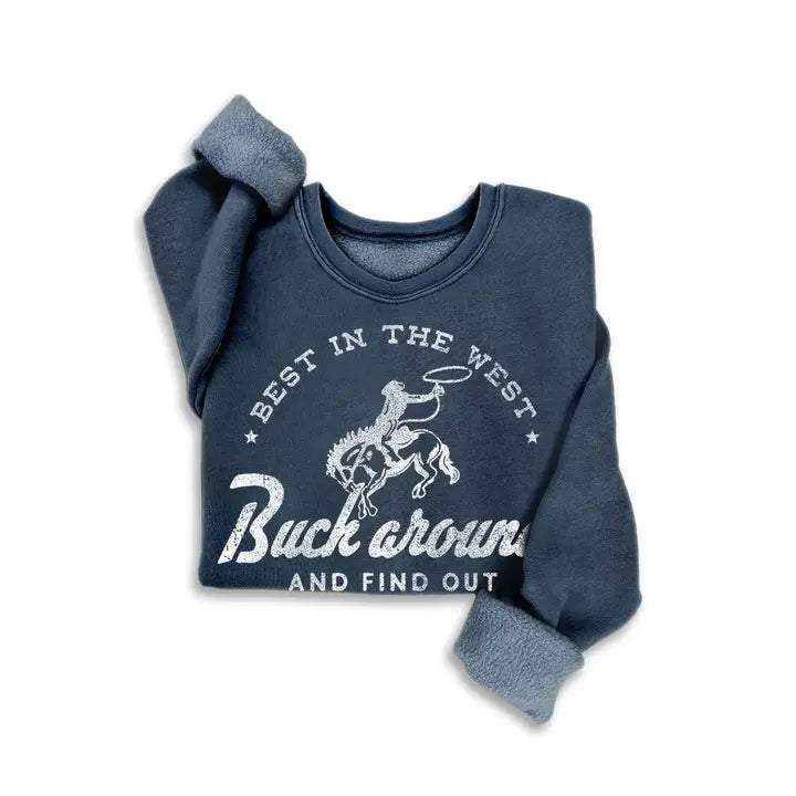 Women's Long Sleeve Best in the West Graphic Mineral Sweatshirt- Multiple Colours