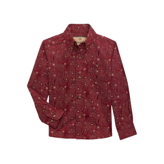 Wrangler Boy's Classic Long Sleeve Shirt - Maroon