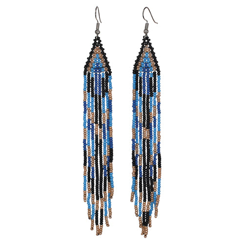 Justin Black and Blue Beaded Earrings