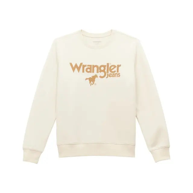 Wrangler Women's Long Sleeve Wrangler Kabel Sweatshirt- White