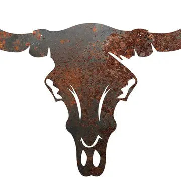 Rustic Metal Cowskull Sign - Brown