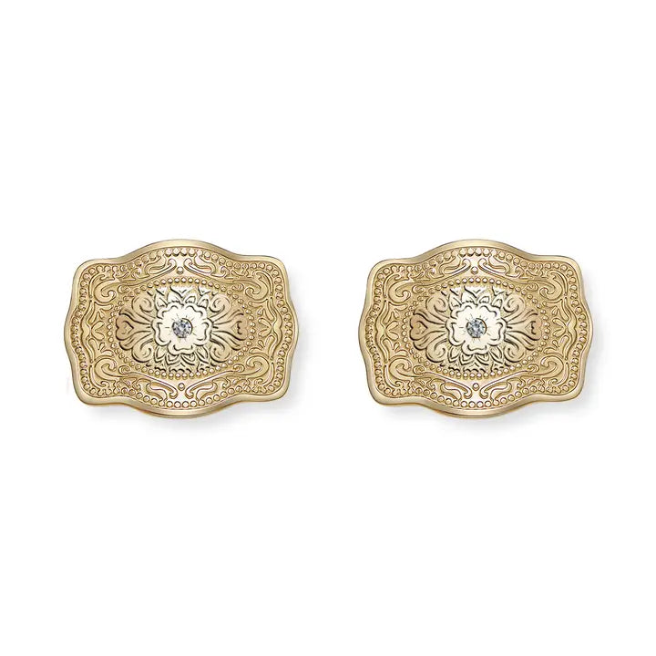 SpurWest Mini Belt Buckle Earrings- Gold