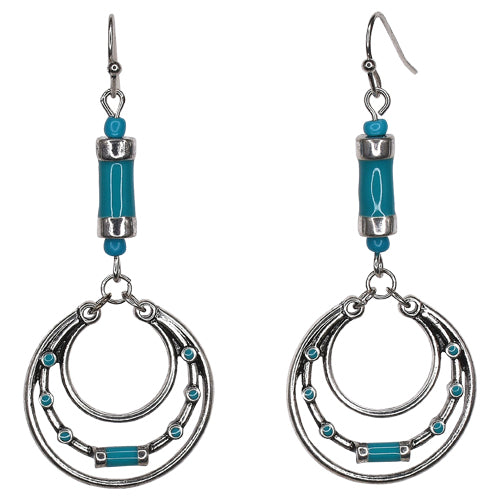 Justin Turquoise Colored Enamel Hoop Earrings