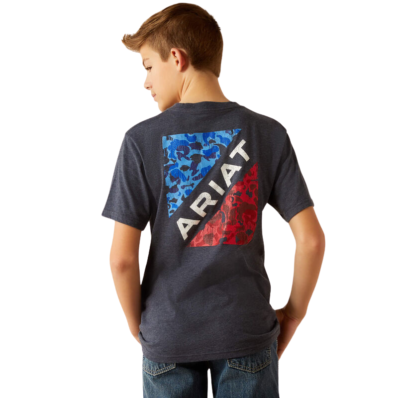 Ariat Boy's Camo Patriot Short Sleeve T-Shirt - Navy Heather