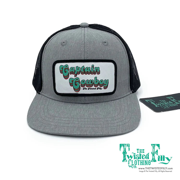 The Twisted Filly Captain Cowboy Infant/Toddler Trucker Hat - Heather Grey/Black