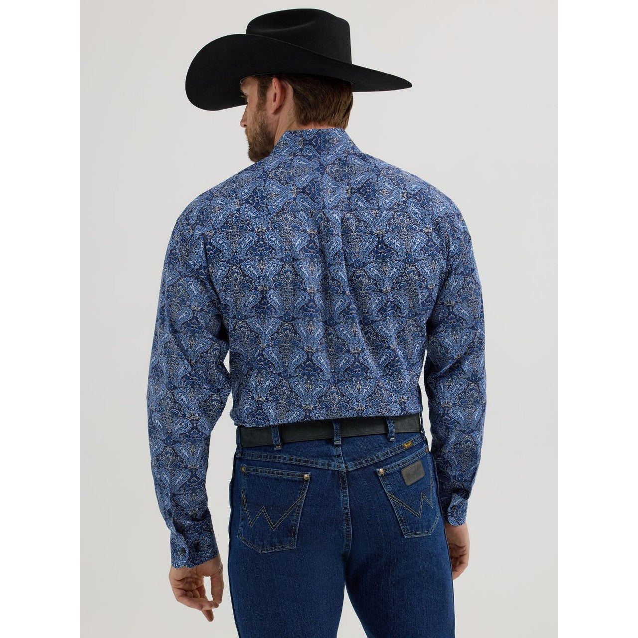 Wrangler Men's George Strait 1 Pocket Long Sleeve Shirt - Blue