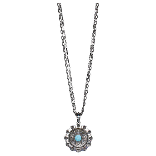 Justin 2 Strand Chain with Round Concho Necklace