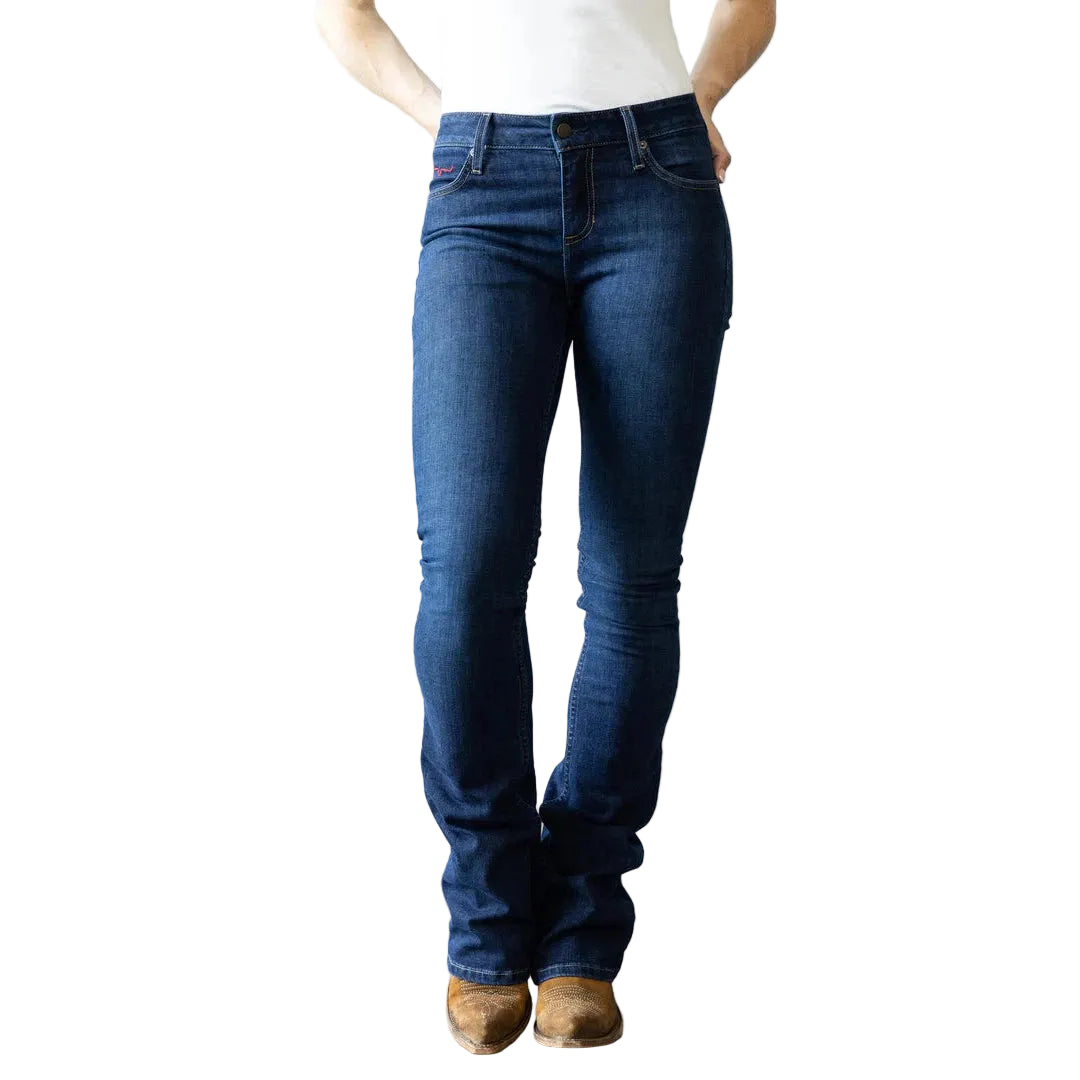 Kimes Women's Chloe Mid Rise Flare Bootcut Jeans - Blue - Irvine Tack & Western Wear