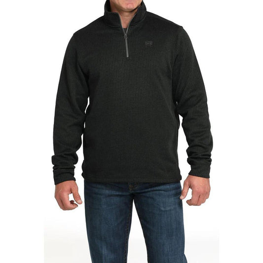 Cinch Men's Long Sleeve 1/4 zip Knit Pullover- Black