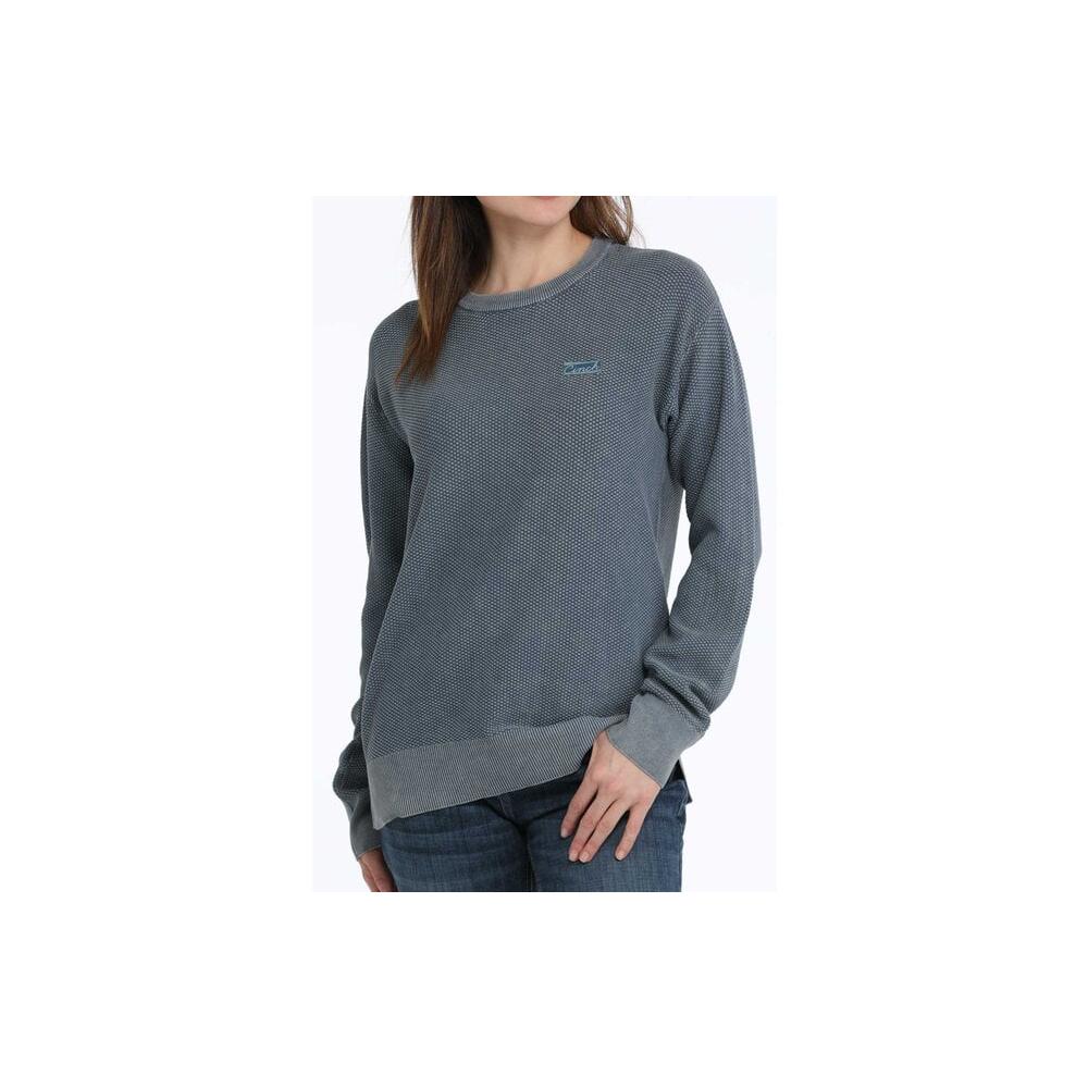 Cinch  Women's Long Sleeve Pullover- Light Blue