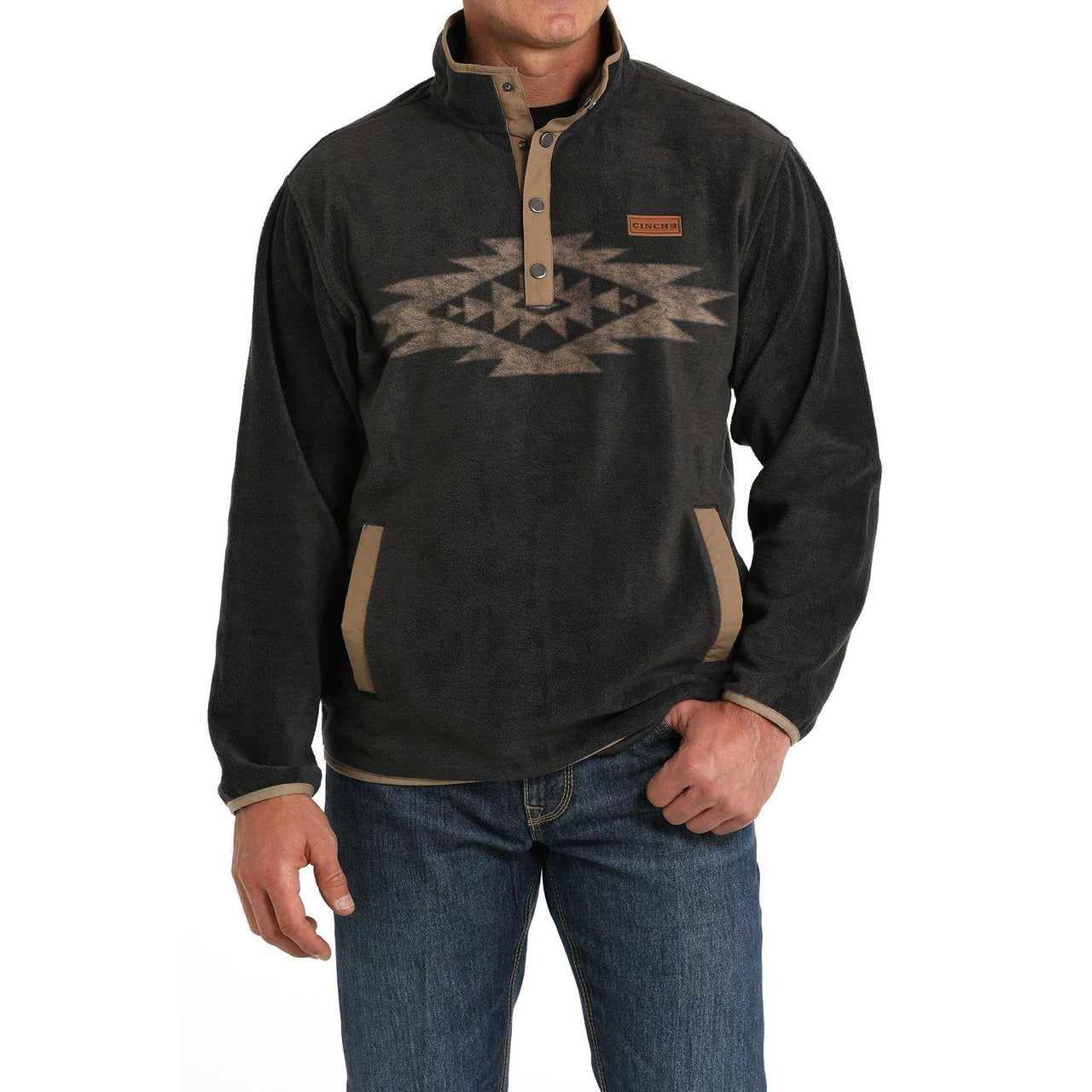 Cinch Men's Long Sleeve Fleece Pullover Sweater - Charcoal