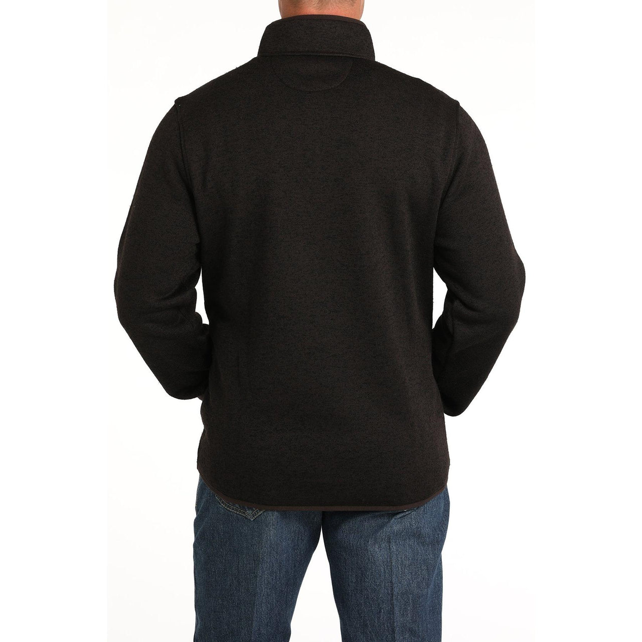 Cinch Men's Long Sleeve 1/4 snap Pullover Sweater- Brown