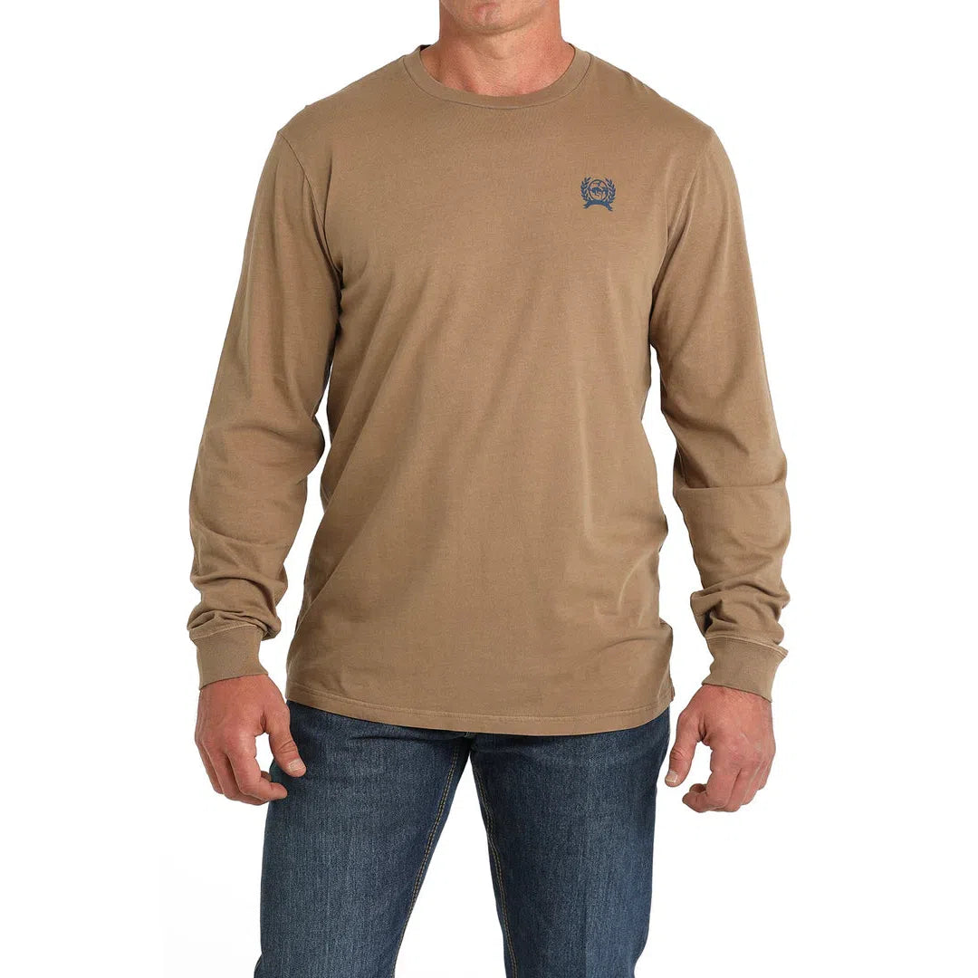 Cinch Men's Long Sleeve Ranchin Ain't Easy Tee Shirt- Khaki