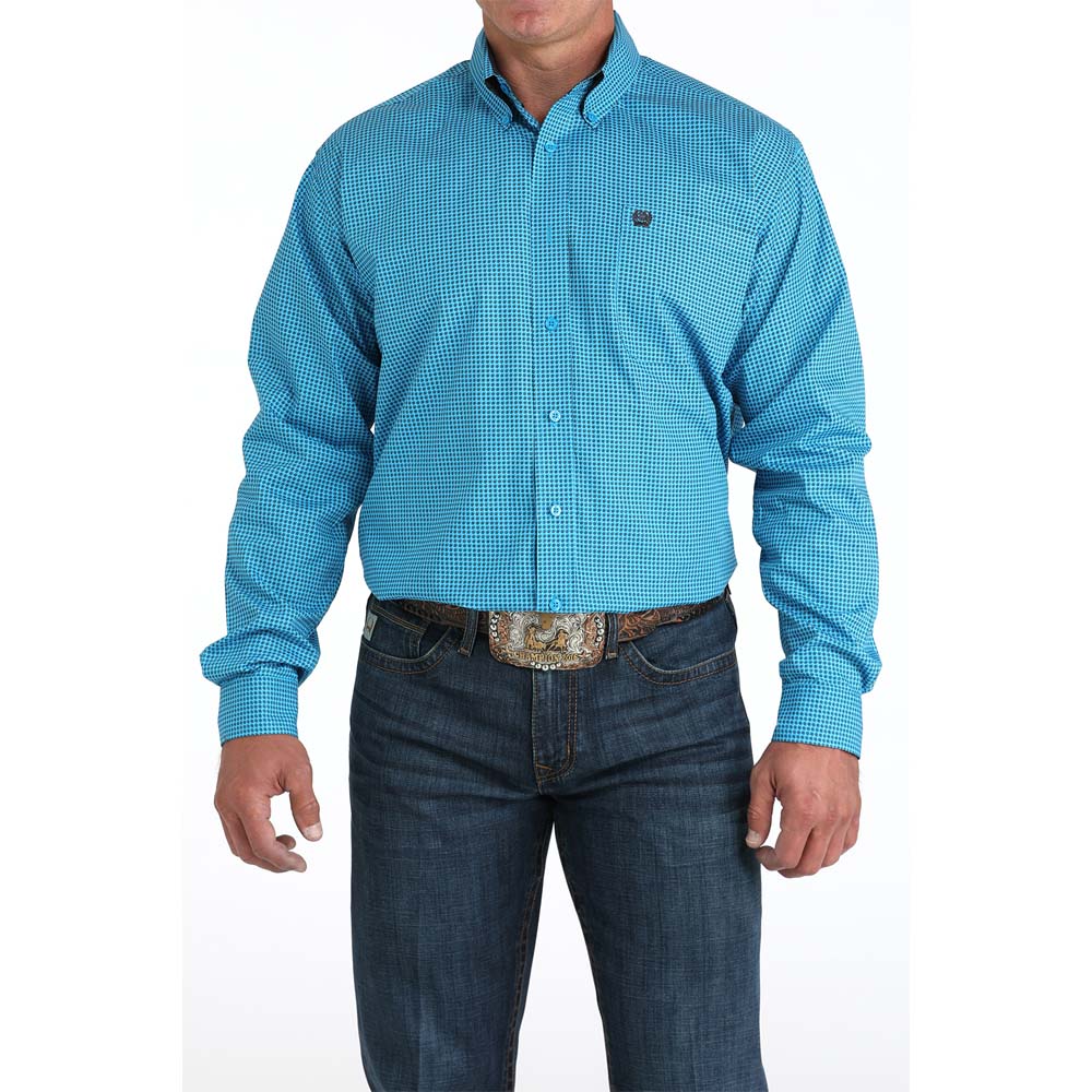 Cinch Men's Long Sleeve Print Shirt - Blue