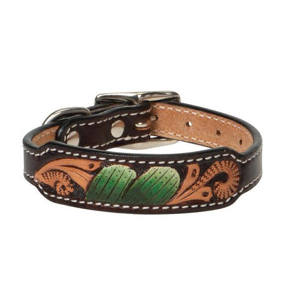 Weaver Painted Cactus Leather Collar 1" - Oiled Leather