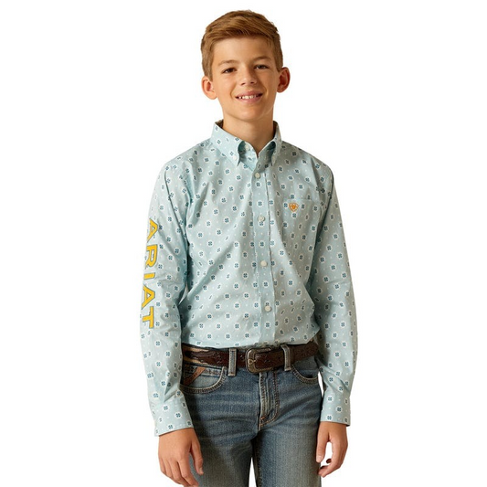 Ariat Boy's Team Colton Classic Fit Shirt - Aqua