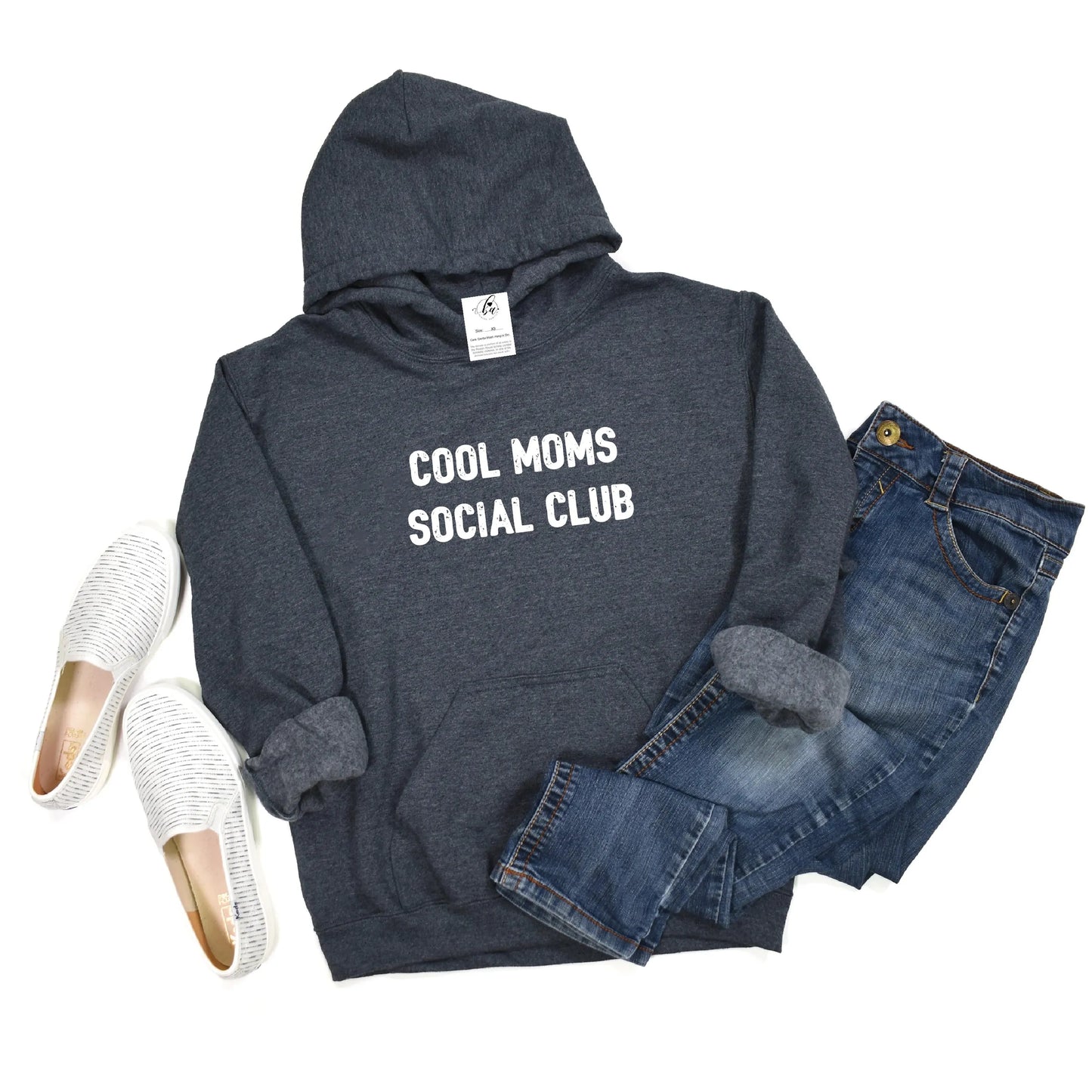 Blonde Ambition Long Sleeve Cool Moms Social Club Hoodie- Charcoal