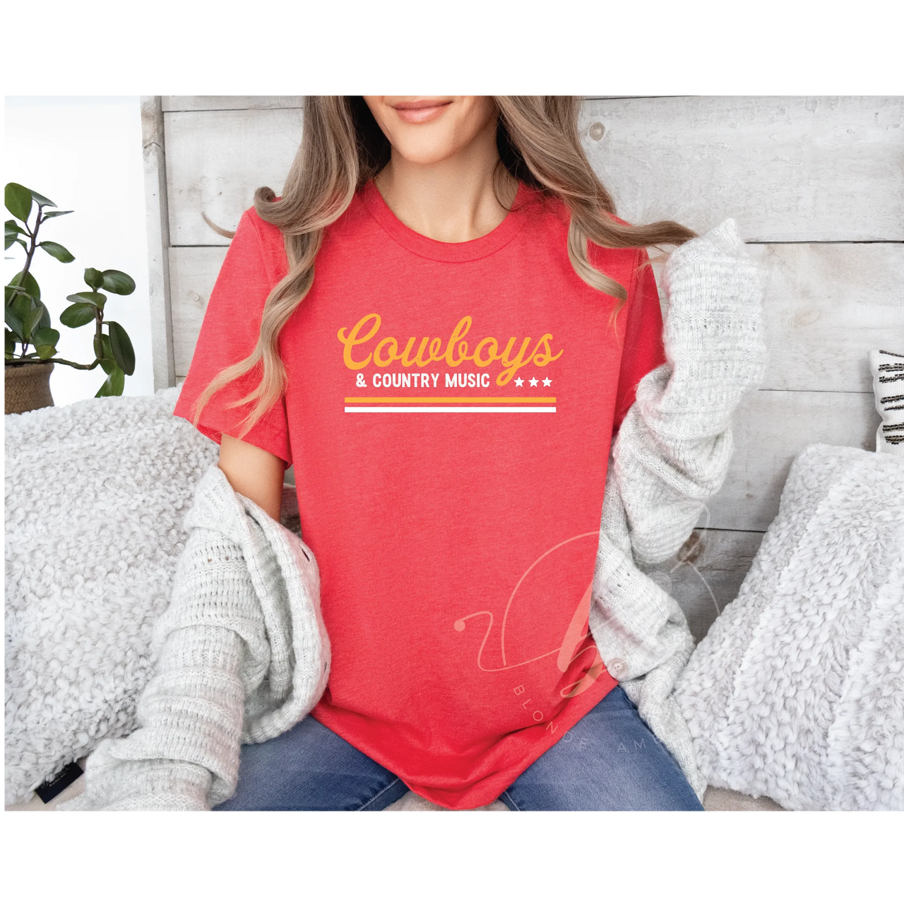 Blonde Ambition Women's Short Sleeve Cowboys & Country Music Tee Shirt- Multiple Colors