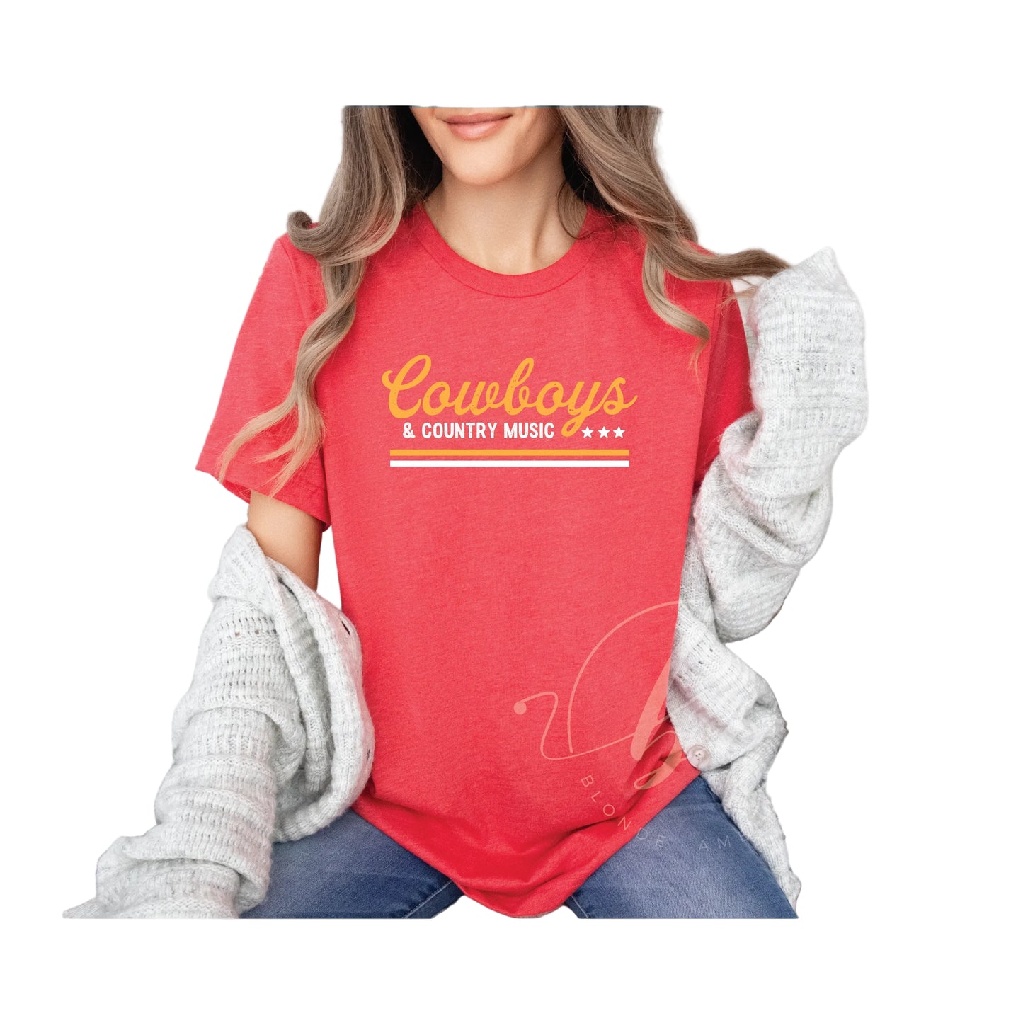 Blonde Ambition Women's Short Sleeve Cowboys & Country Music Tee Shirt- Multiple Colors