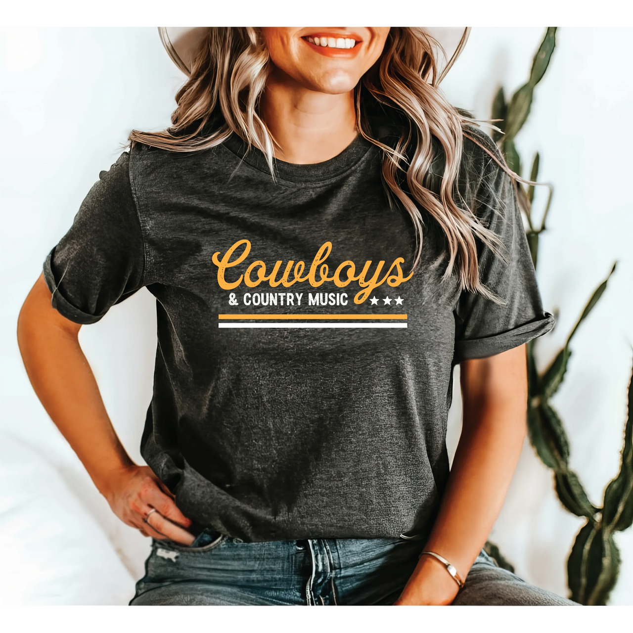 Blonde Ambition Women's Short Sleeve Cowboys & Country Music Tee Shirt- Multiple Colors