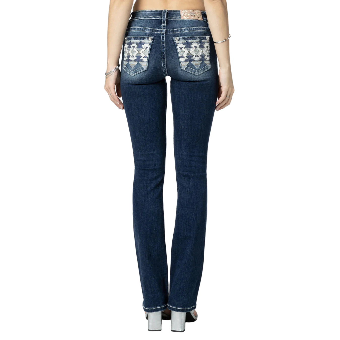 miss me デニム Miss Me Women's Aztec Haze Mid Rise Bootcut Jeans - Dark Wash