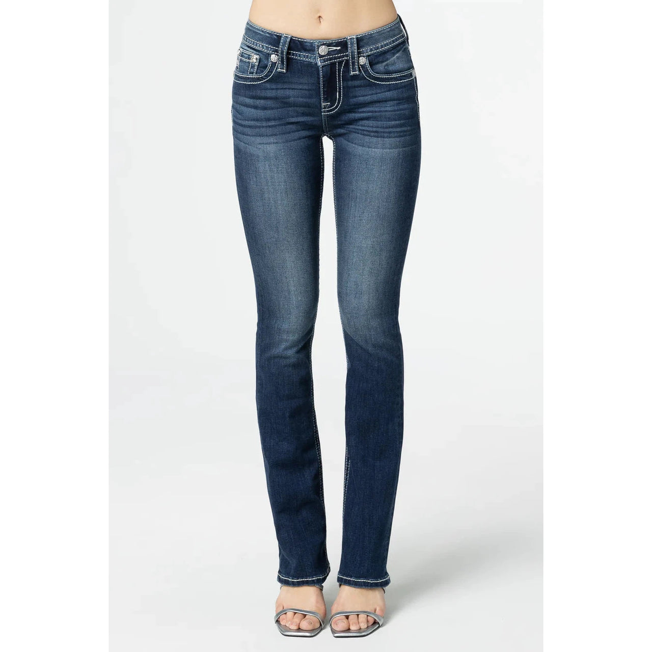 Miss Me Women's Aztec Haze Mid Rise Bootcut Jeans - Dark Wash