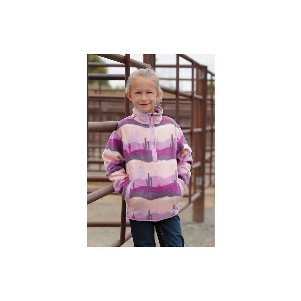 Cinch Girl's Long Sleeve Fleece Pullover- Lilac Desert