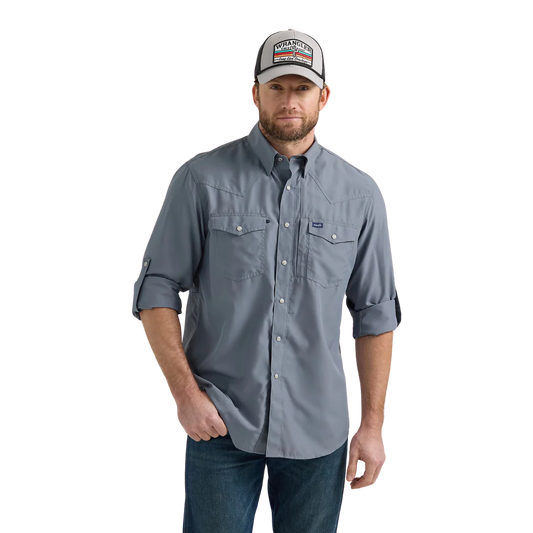 Wrangler Men's Performance Snap Long Sleeve Solid Shirt