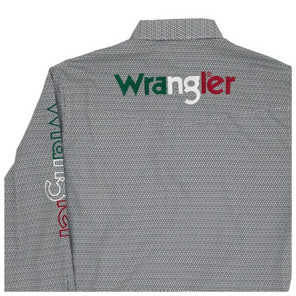 Wrangler Men's Long Sleeve Logo Classic Fit Shirt- Grey
