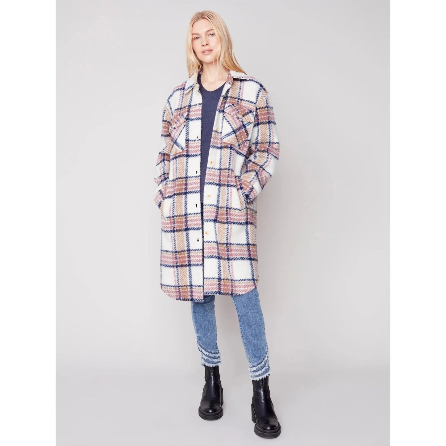 Charlie B Women's Longer Length Shirt Jacket w/Pockets