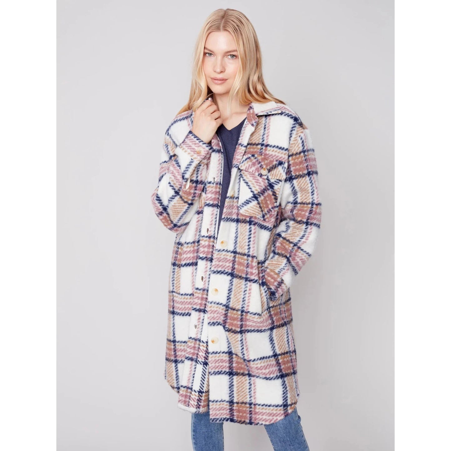 Charlie B Women's Longer Length Shirt Jacket w/Pockets