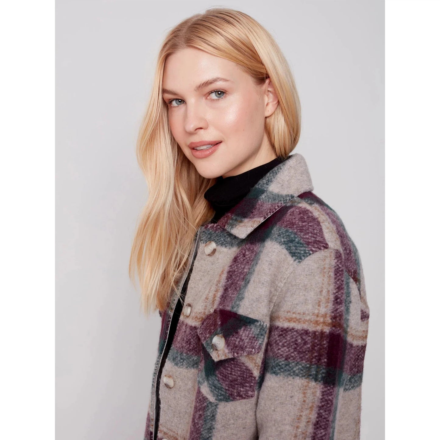 Charlie B Long Sleeve Shirt Jacket w/Pockets