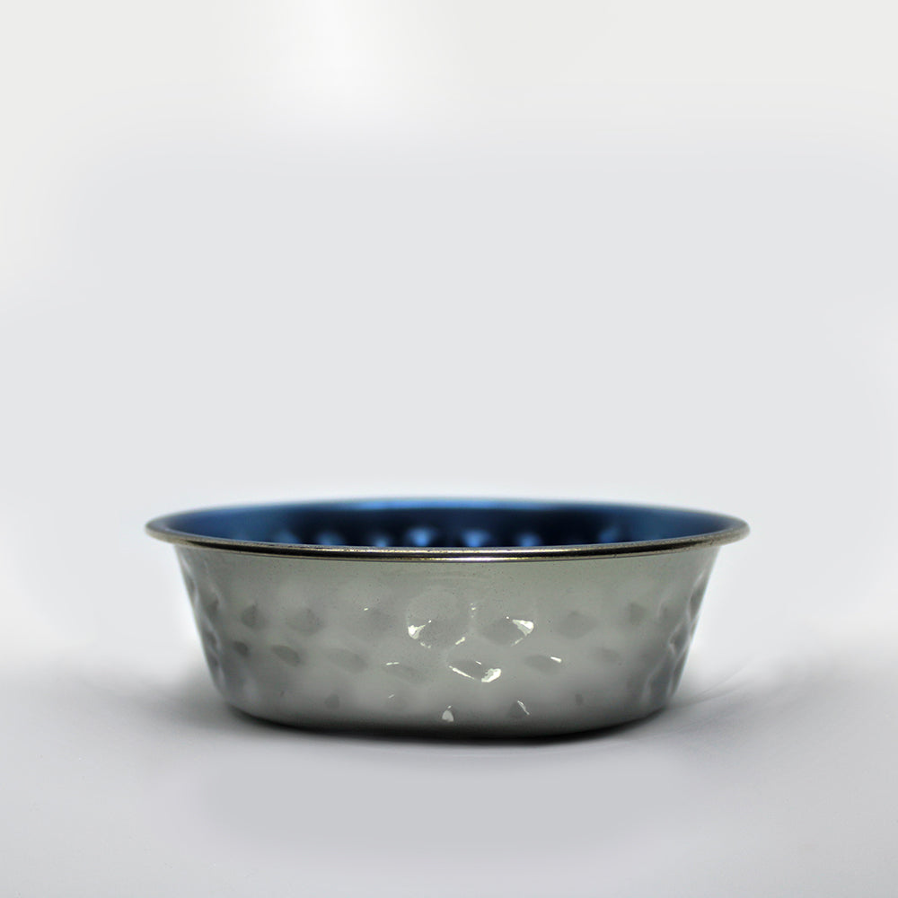 Hammered Bowl-Metallic Blue & Grey