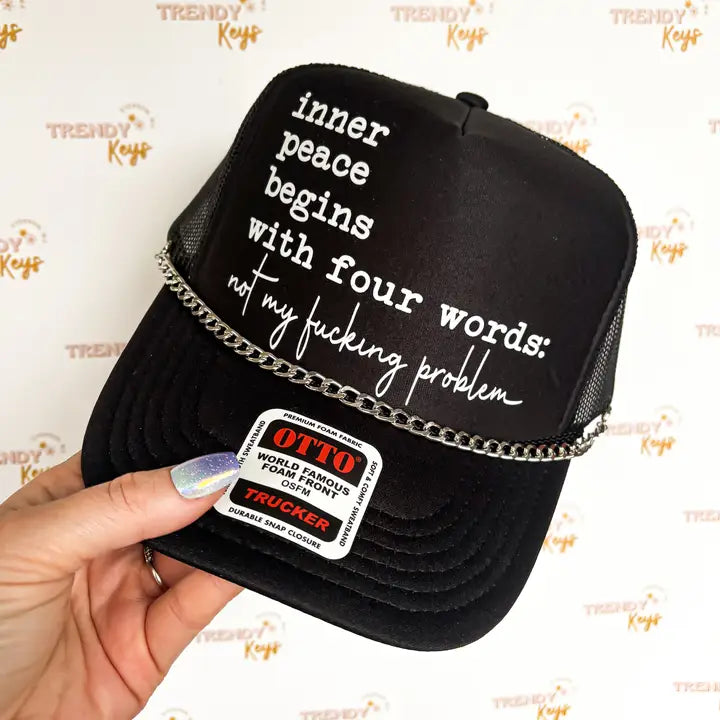 TrendyKeys Inner Peace Trucker Hat- Black
