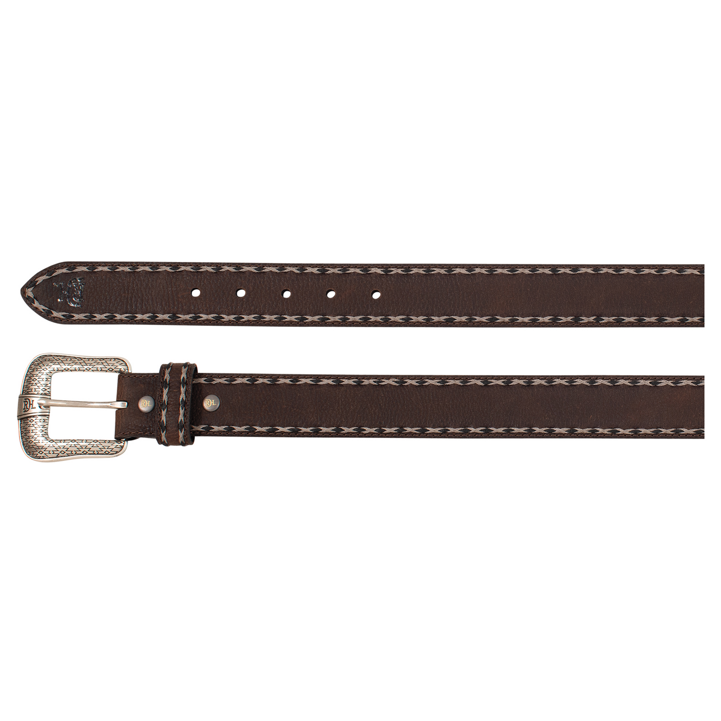 Red Dirt Hat Co Men's Genuine Leather Brown Belt with Stitched Edge