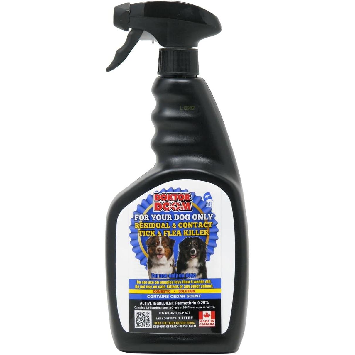 Doctor Doom Residual Barrier Tick & Flea Killer-.25% Permethrin Dog Spray