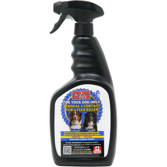 Doctor Doom Residual Barrier Tick & Flea Killer-.25% Permethrin Dog Spray