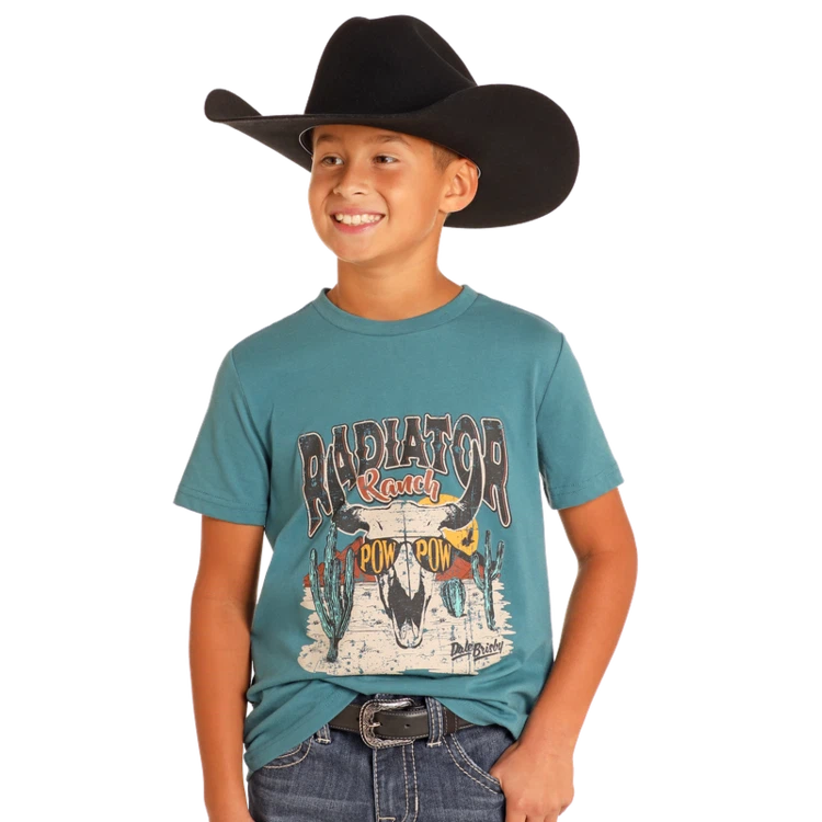 Rock & Roll Boy's Dale Graphic T-Shirt - Radiator Ranch - Teal