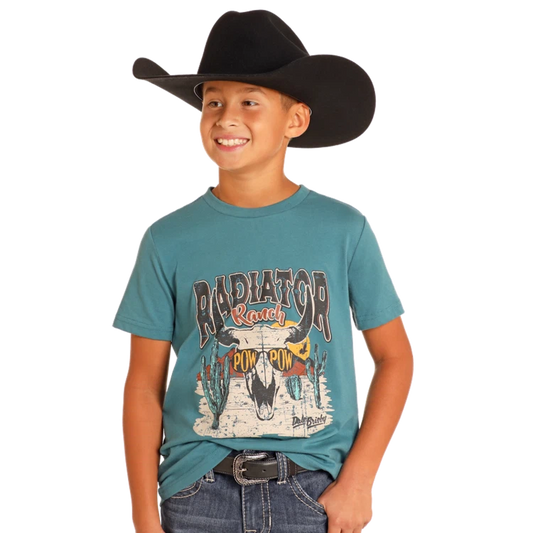 Rock & Roll Boy's Dale Graphic T-Shirt - Radiator Ranch - Teal