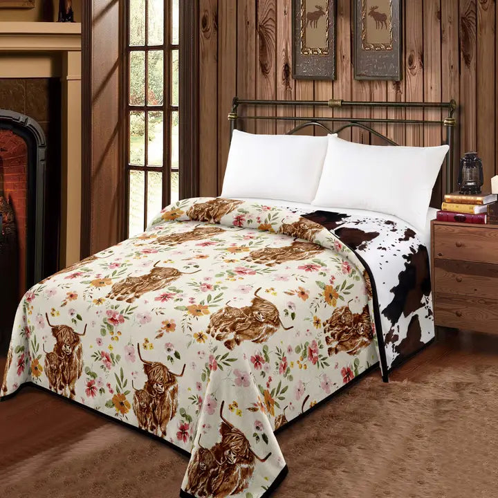 Western Linens Highland Floral  Mia Reversible Blanket-