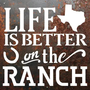 Rustic Metal "Life is Btter On the Ranch" Texas Sign - Brown
