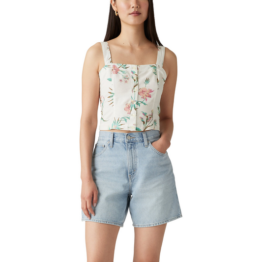 Levi Women's Lottie Linen Top - Delilah Floral Sunny Cream
