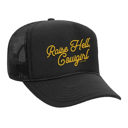 Rodeo Hippie Raise Hell Cowgirl Cap - Black