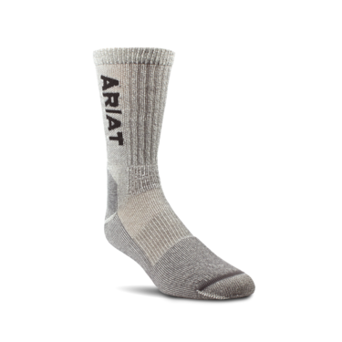 Ariat Lightweight Merino Wool Blend Steel Toe Work Crew Socks - Brown