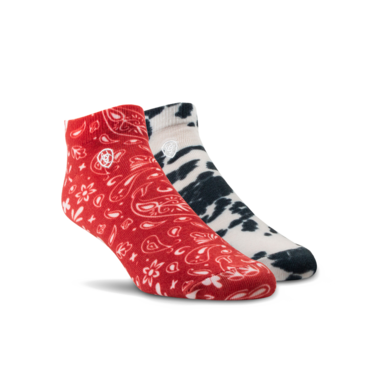 Ariat Women's Pony Low Cut Socks (2 Pairs) - Black/Red